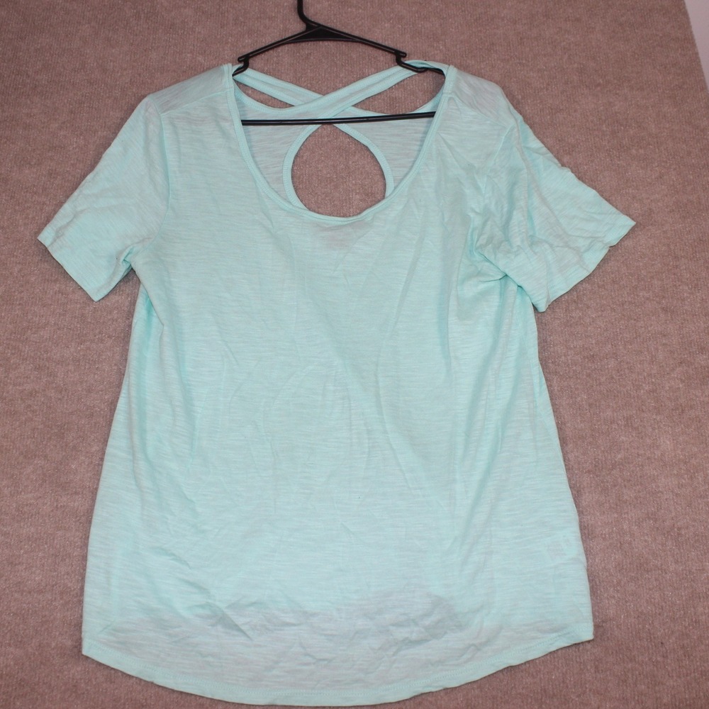 Natural Reflections Mint Green Strappy Criss Cross Back Short Sleeve Top Small